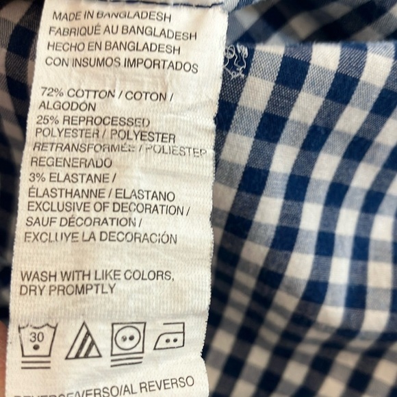 Men’s size small IZOD checkered blue & white Gingham Casual Button Down Shirt - Picture 13 of 16